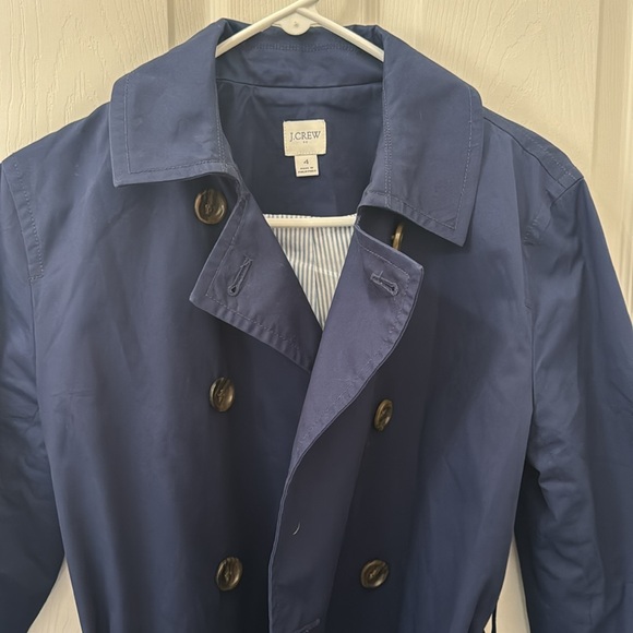 J. Crew Factory short navy blue trench coat, EUC, size 4. Classic, preppy piece - Picture 3 of 6